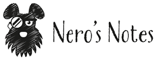 Logo of a black dog with a monocle and the name Nero's Notes