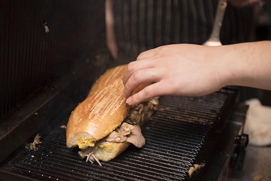 Cuban sandwich being grilled