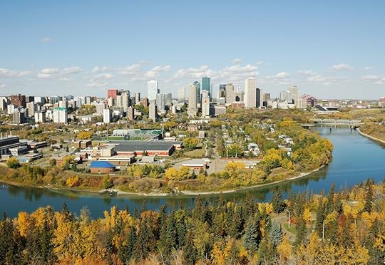 Autumn view of the North Saskatchewan River Valley and downtown Edmonton, Alberta, Canada