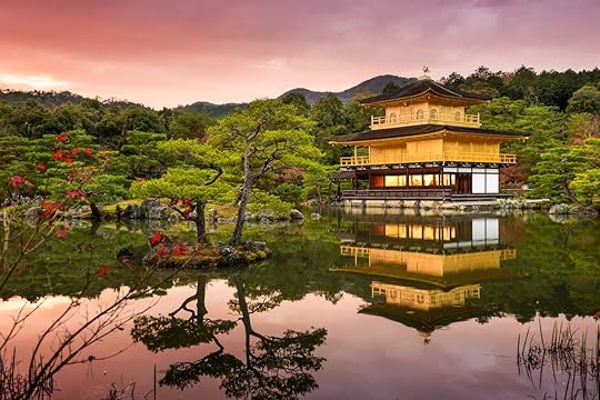 Kyoto, Japan at the Golden Pavilion at dusk