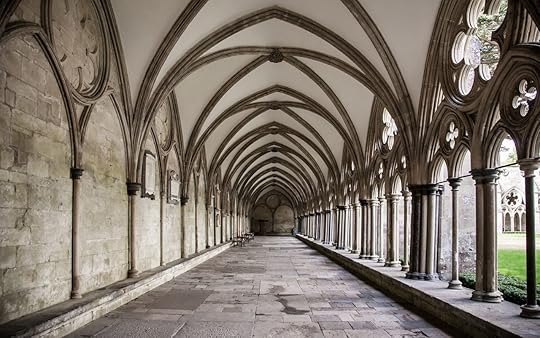 Salisbury Cathedral famous for its nave, stained glass window and baptismal font