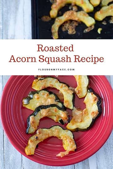 Roasted Acorn Squash slices on a red plate