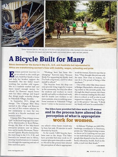 African Bike Project by Lisa Niver in Ms. Magazine Jan 2019