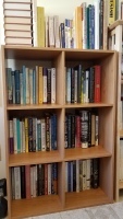 Neat bookshelves of memoirs
