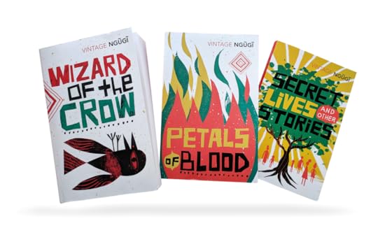 Hand Lettering and illustrations for Ngugi wa Thiong'o book covers; Wizard of the Crow, Petals of Blood, Secret Lives and Other Stories