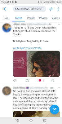 Use filters to see tweets in chronological order