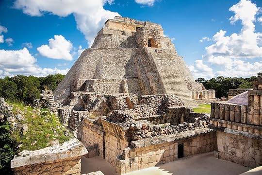 Pyramid of the Magician in ancient Mayan city Uxmal, Mexico