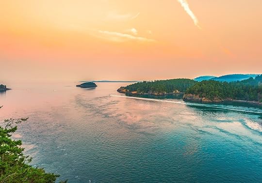 scenic of morning view in Deception pass state park area,Washington