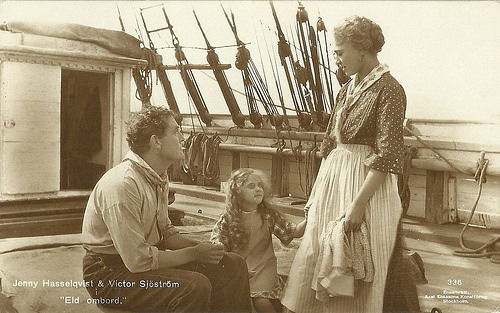 Victor Sjöström and Jenny Hasselquist in Eld ombord