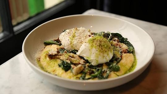 shrimp and grits topped with a poached egg from The Country Club in New Orleans