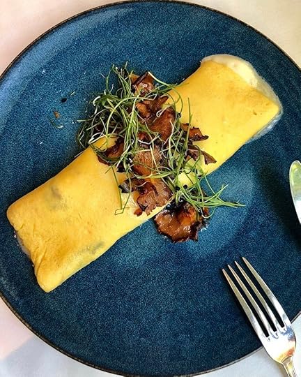 Crab and mushroom omelet