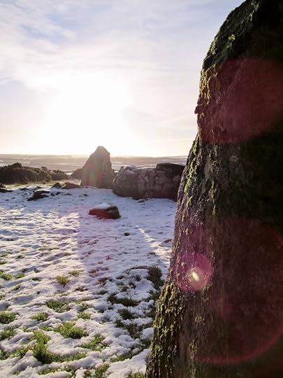 Sunshine and snow at Aikey Brae stone circle