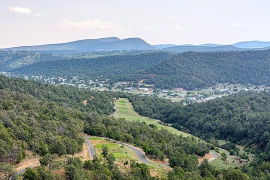 Beautiful sunset view to road and a little house residence, New Mexico