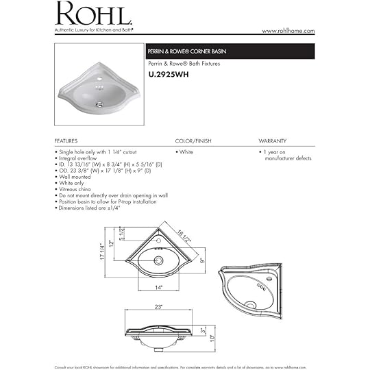 Rohl U 2925wh Perrin Rowe White Wall Mount Single Bowl Bathroom Double Sink Kitchen Dimensions