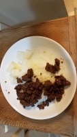 Rice with ground beef and daikon