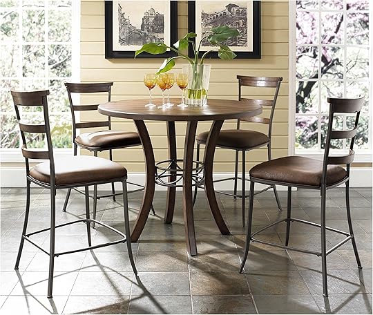 5 Piece Round Counter Height Table Ladder Back Stools Bar Stool Kitchen Tables