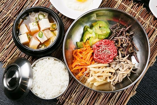 bibimbap with rice on a tatami mat