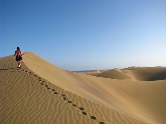 Desert walk on sand dunes in Gran Canaria