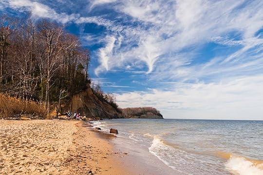 Beach and cliffs on the Chesapeake Bay at Calvert Cliffs State Park, Maryland