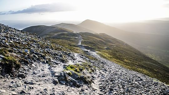Handmade mountain road on Croagh Patrick in Ireland