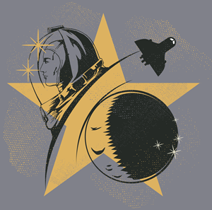 evolution of space opera - illustration of astronaut, star, and rocket