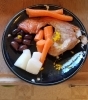 Salmon collar, carrots, pickled daikon, kalamata olives