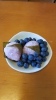 Sakura mochi and blueberries