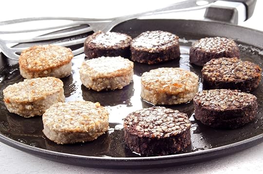 White and black pudding on a pan