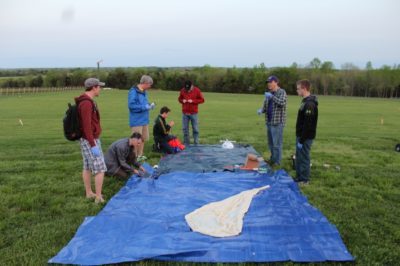 preparing balloon for inflation