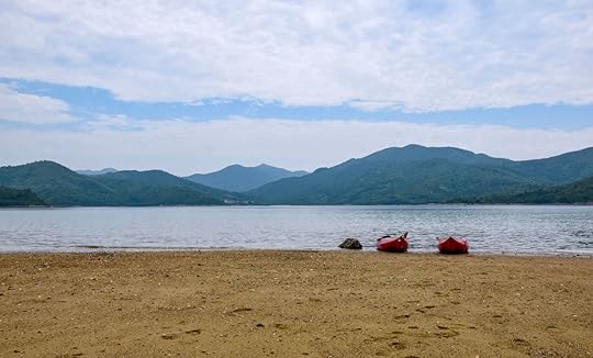 Kayaks on the beach in Hong Kong