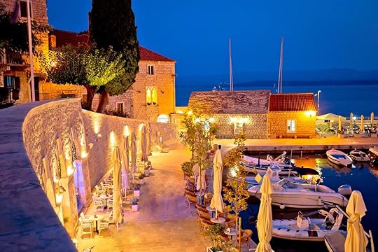 Town of Bol on Brac waterfront island at evening view, Dalmatia region of Croatia