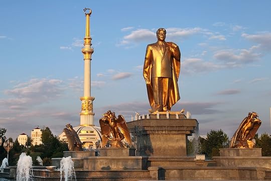 Monument of Niyazov and Arch of Independence in sunset