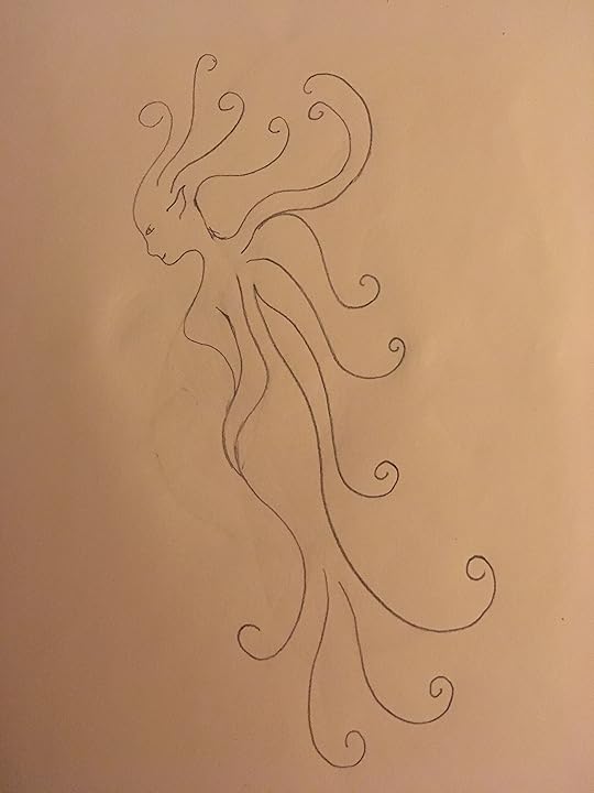 Fairy in pencil with swirling wings