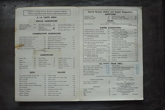 Interior of the Russian Inn a la carte menu