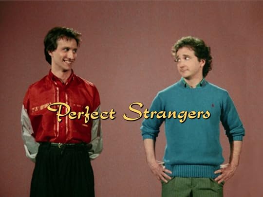 Bronson Pinchot (in the most '80s windbreaker ever crafted) and Mark Linn-Baker (in a sweater over a button down that honestly wouldn't look weird if you wore it tomorrow) standing in front of a background that is basically the same color as when I vomited after eating too much chocolate at Easter one year. The show's title is emblazoned across them in a hideous, yellow font.