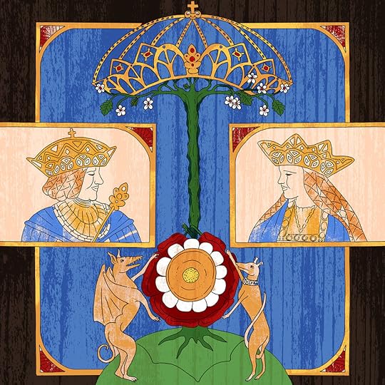 The coloured drawing from the book, Colouring History: Tudor Queens and Consorts .