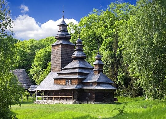 View of an old church in village in Pirogovo museum, Ukraine