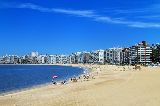 Pocitos beach along the bank of Rio de la Plata in Montevideo, Uruguay