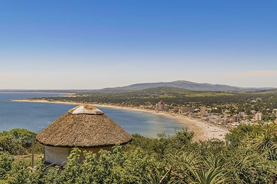 Aerial view landscape scene from San Antonio hill of Piriapolis, famous watering place of Uruguay