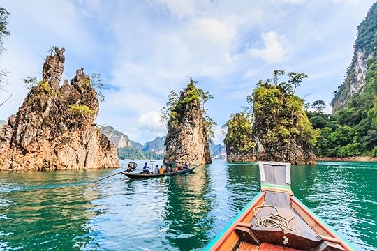 Island water in Ratchaprapha Dam at Khao Sok National Park, Surat Thani Province, Thailand