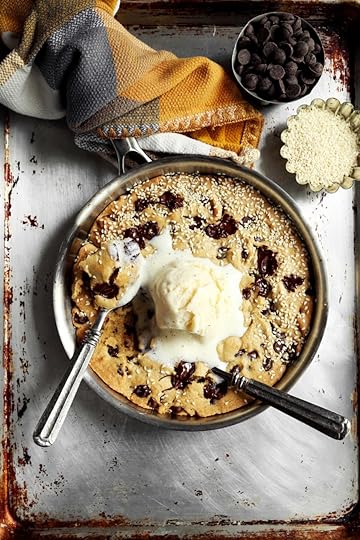 Gluten Free Tahini Dark Chocolate Skillet Cookie