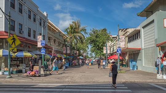 Open Mall for fruits and vegetables in Honolulu Chinatown