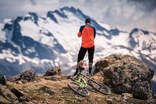 Bike rider in beautiful mountain landscape in Whistler BC, Canada