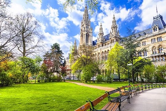 Beautiful park near city hall in Vienna, Austria