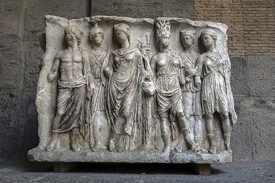 Ancient Roman sarcophagus on display in the Naples National Archaeological Museum