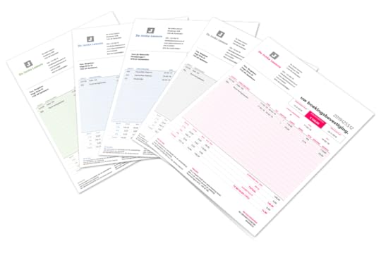 Boekingsbevestigingen in 10 kleuren en 2 typen