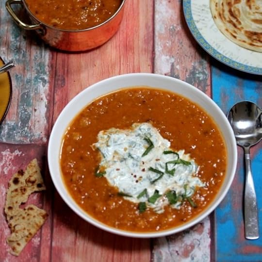 Red Lentil Chickpea Soup with Mint