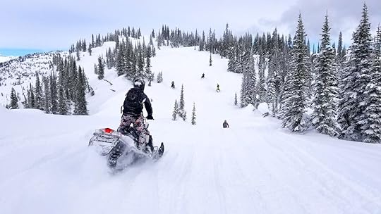 A snowmobile in the Monashees near Revelstoke, Canada