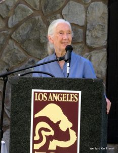 Dr. Jane Goodall speaking at the LA ZOO for UN International Peace Day