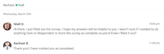 Respondent review: researcher message